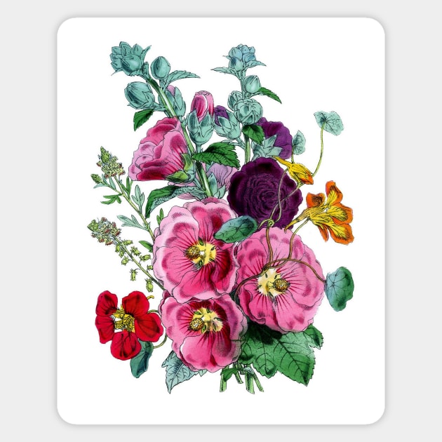 Hollyhocks-Available As Art Prints-Mugs,Cases,Duvets,T Shirts,Stickers,etc Sticker by born30